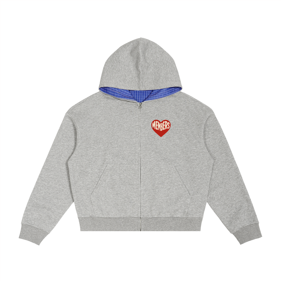 CONTRAST Plaid MEMBERS Zip Hoodie