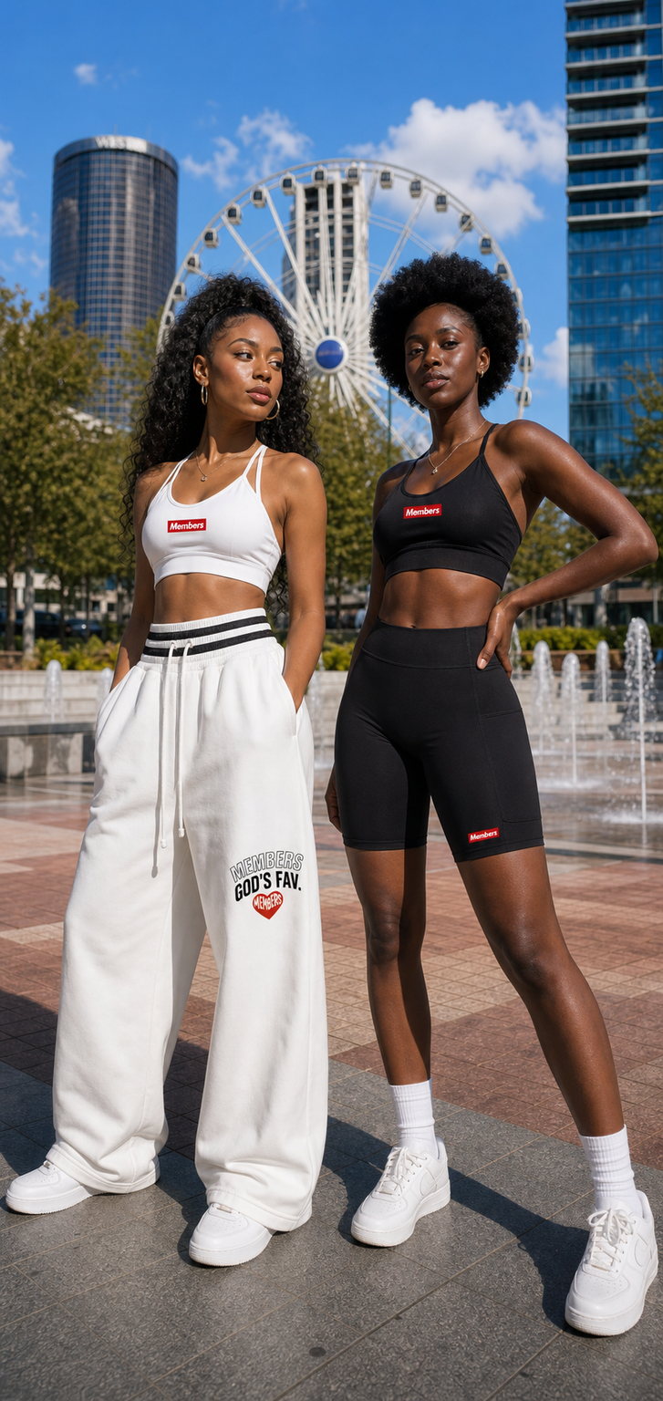 Two Original Members models wearing MEMBERS activewear in Atlanta