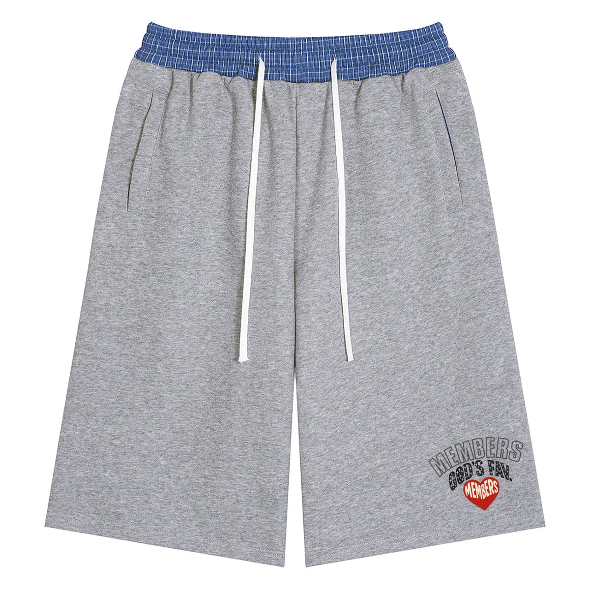 Unisex Plaid Waistband Shorts